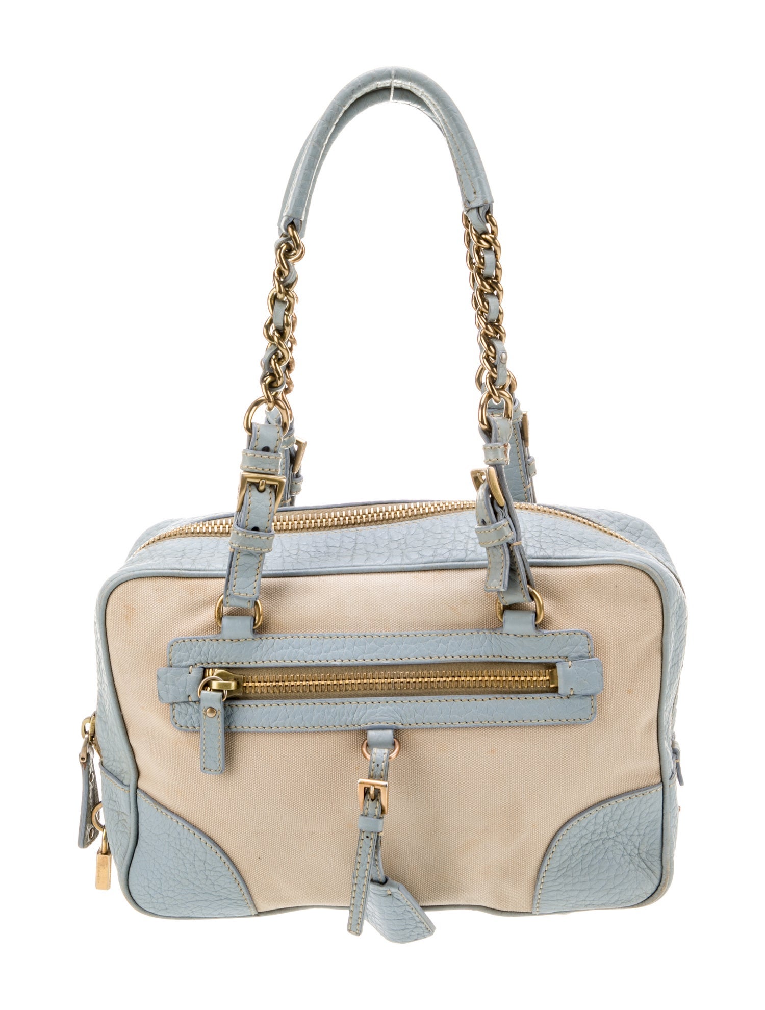 Prada Enameled Metal Triangle Bauletto