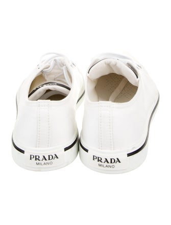 Prada Canvas Leather Trim Embellishment Sneakers