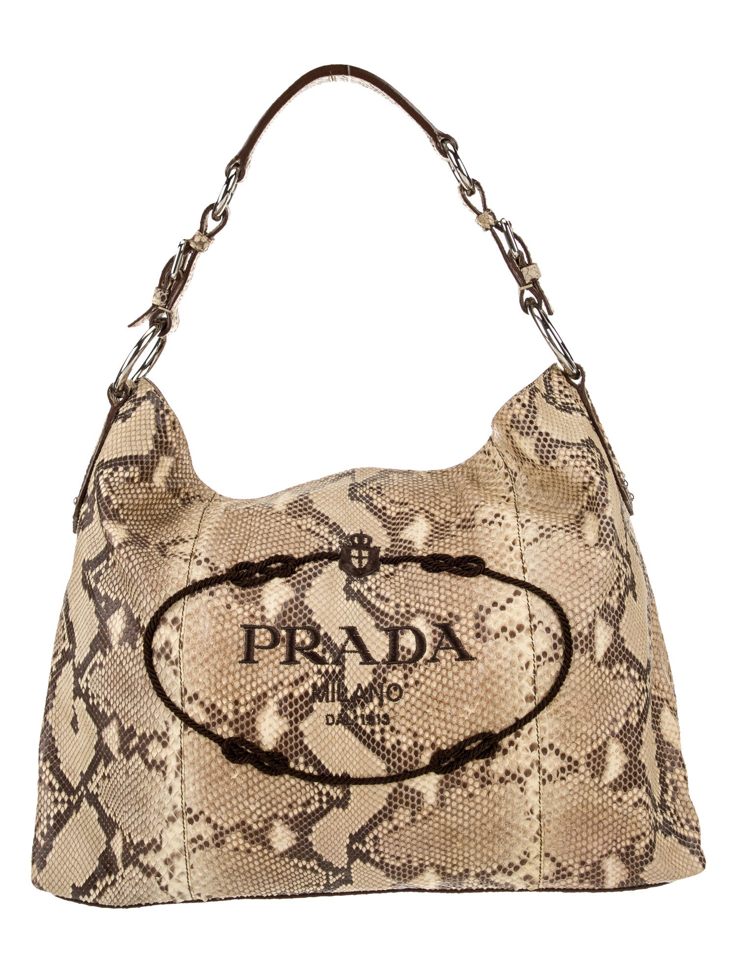 Prada Enameled Metal Triangle Shoulder Bag