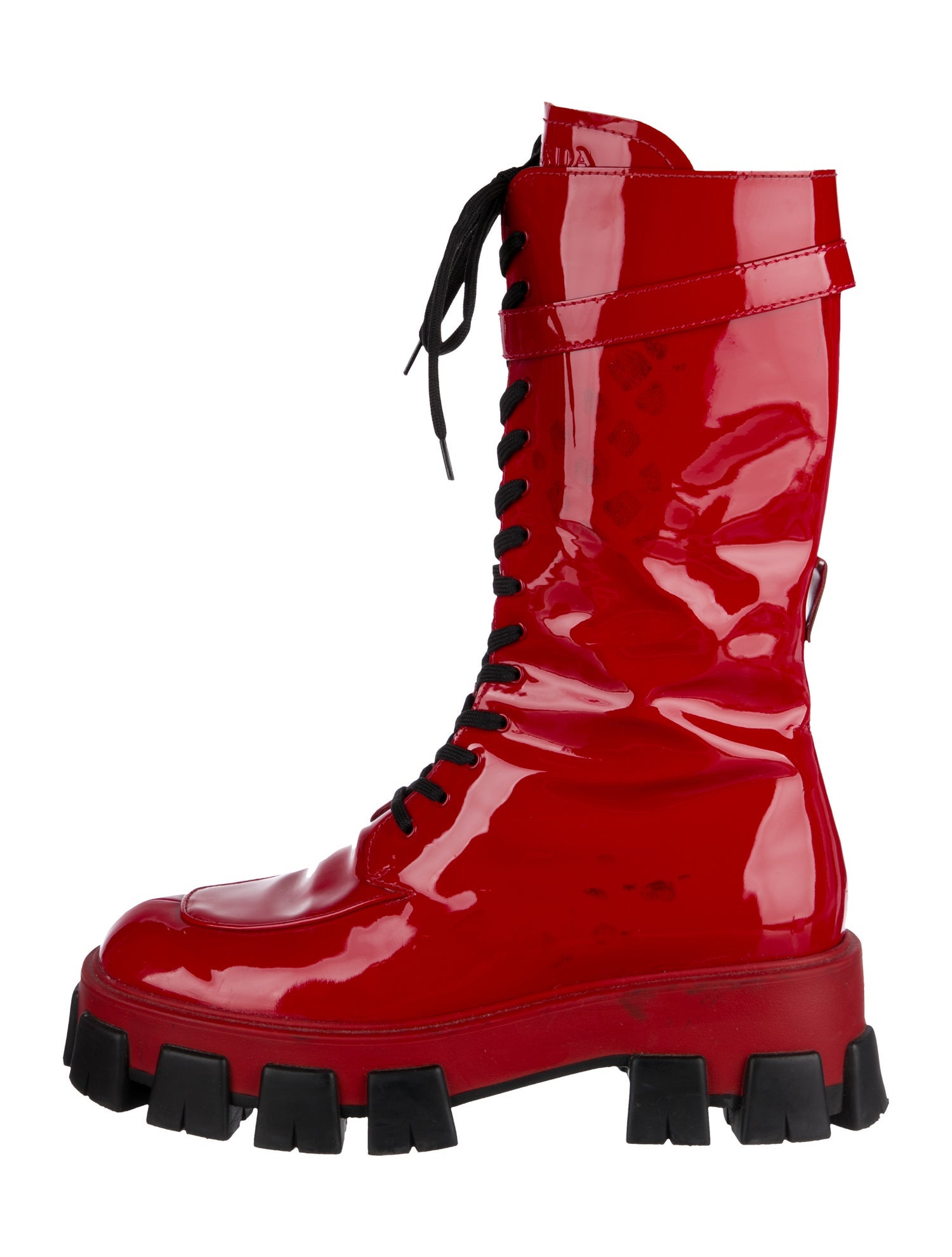 Prada Patent Leather Combat Boots