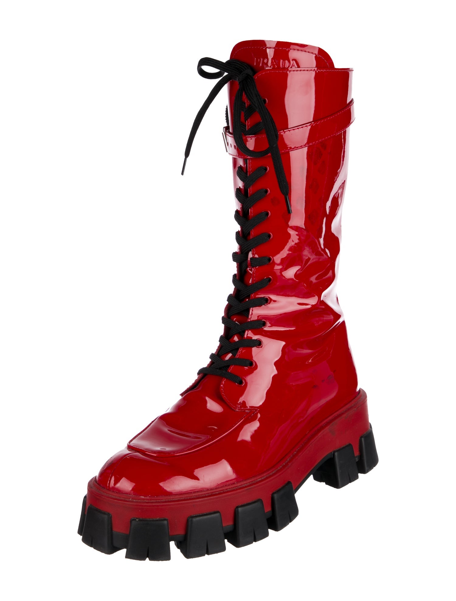 Prada Patent Leather Combat Boots