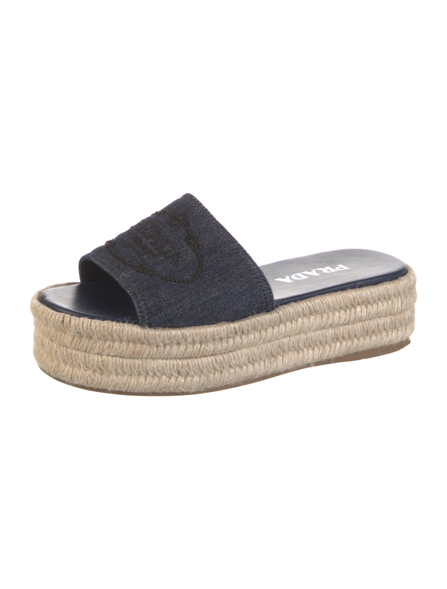 Prada Denim Embroidered Accent Espadrilles