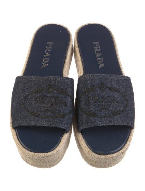 Prada Denim Embroidered Accent Espadrilles