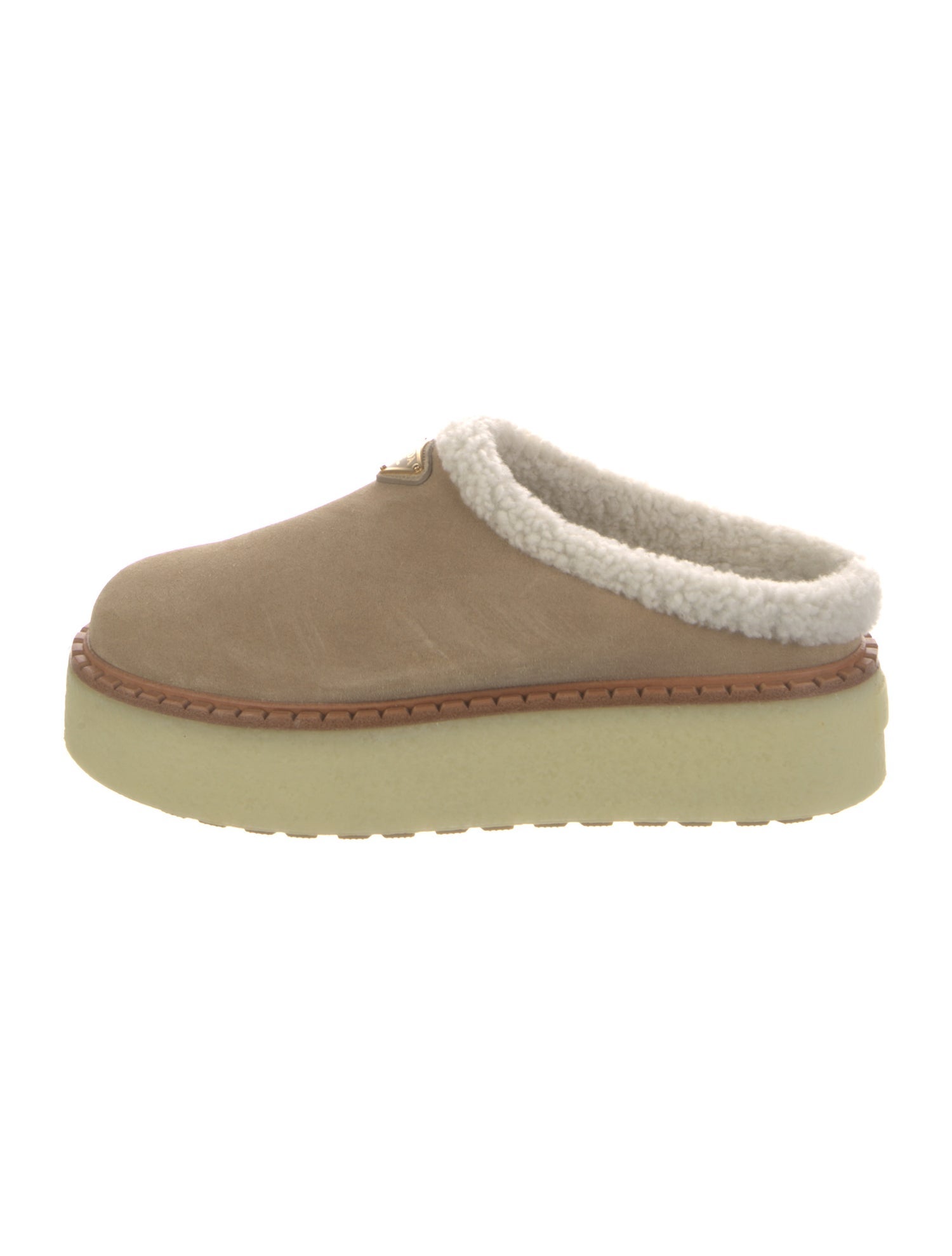 Prada Suede Fur Trim Mules