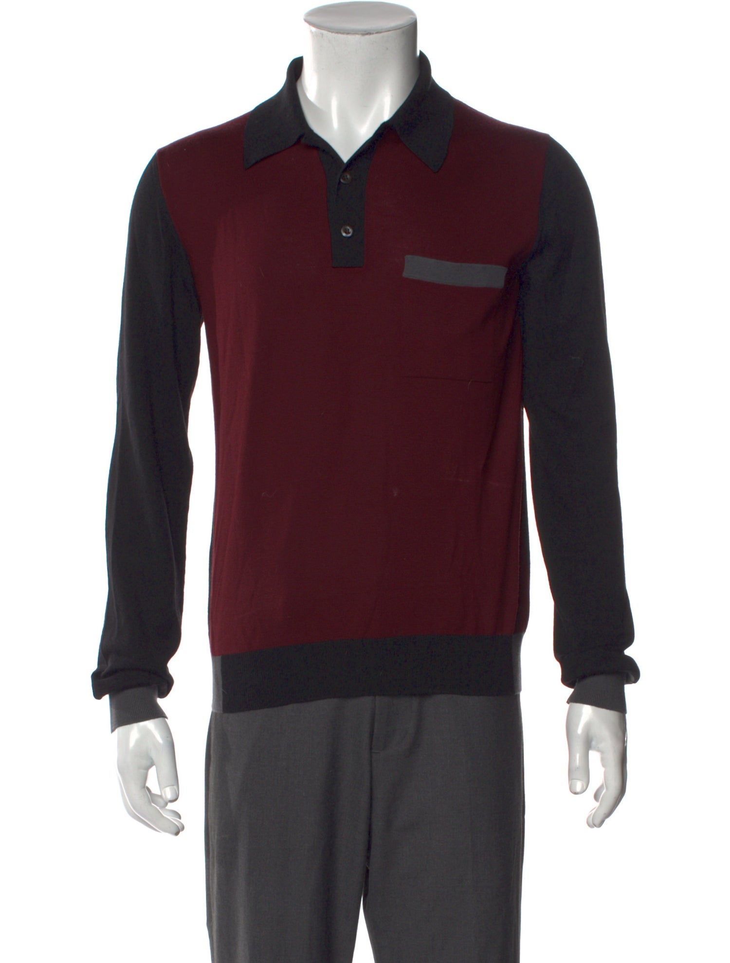 Prada 2016 Colorblock Pattern Polo Sweater