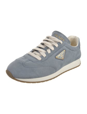 Prada Suede Leather Trim Embellishment Sneakers