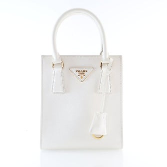 Prada Saffiano Cuir Leather Saffiano Tote Mini