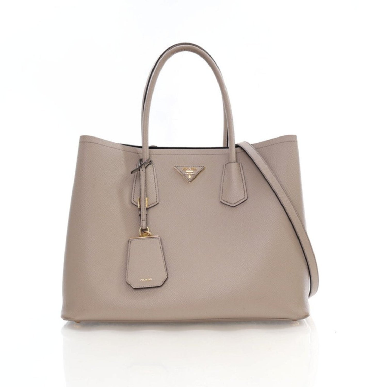 Prada Saffiano Cuir Leather Double Cuir Tote