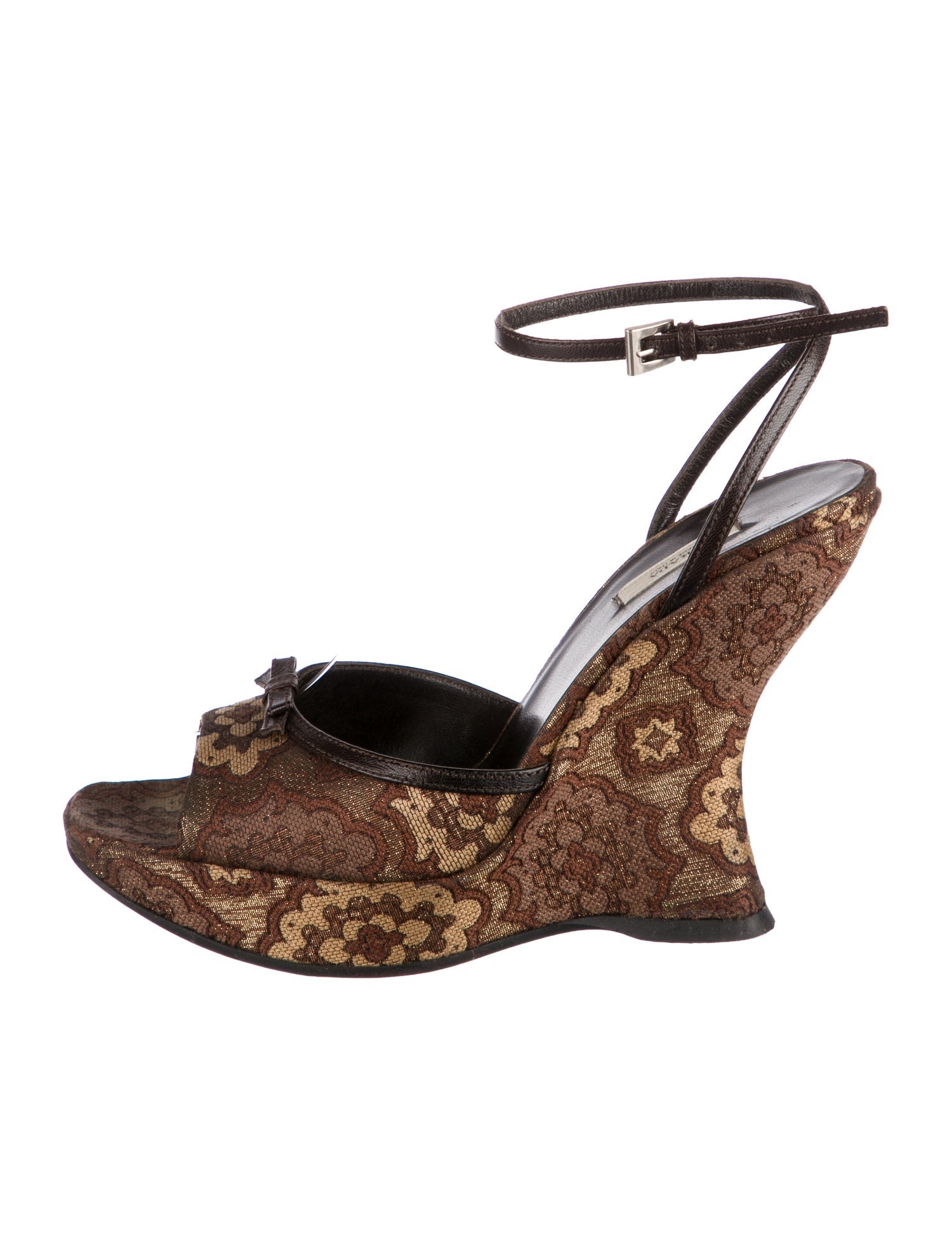 Prada Printed Leather Trim Embellishment Espadrilles