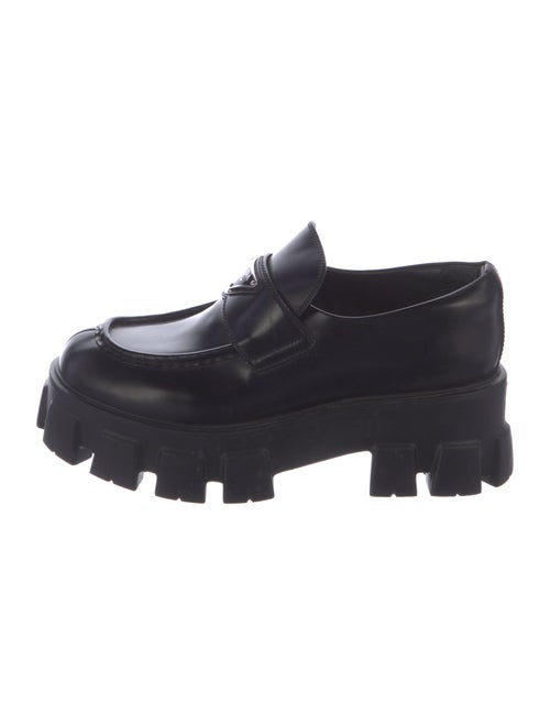 Prada Monolith Loafers Enameled Metal Triangle Oxfords