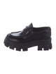Prada Monolith Loafers Enameled Metal Triangle Oxfords