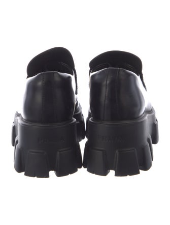 Prada Monolith Loafers Enameled Metal Triangle Oxfords