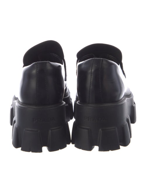 Prada Monolith Loafers Enameled Metal Triangle Oxfords