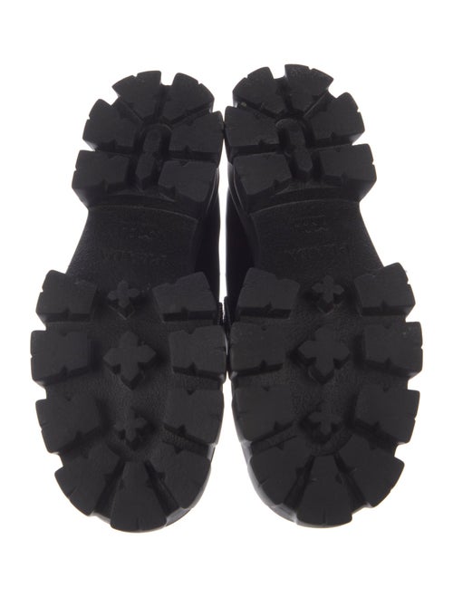 Prada Monolith Loafers Enameled Metal Triangle Oxfords