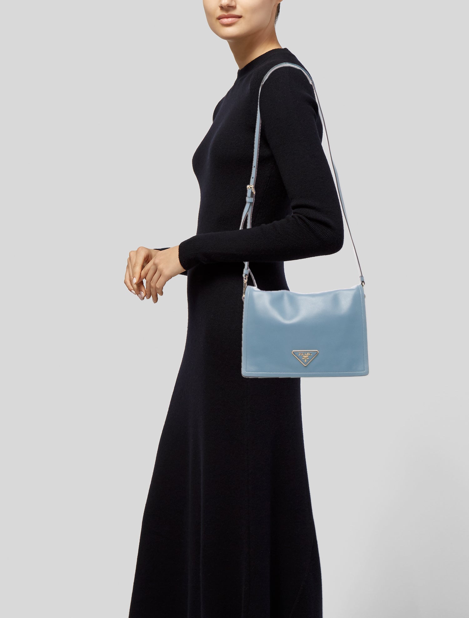 Prada Enameled Metal Triangle Crossbody Bag