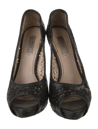 Prada Leather Floral Print Pumps