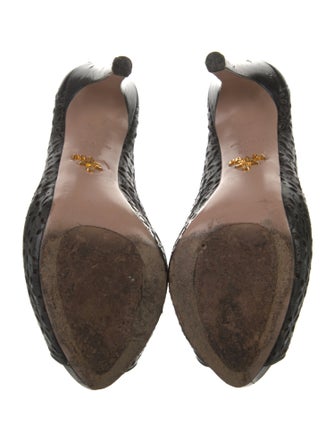 Prada Leather Floral Print Pumps