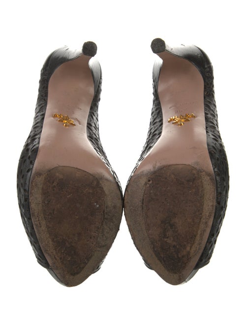 Prada Leather Floral Print Pumps