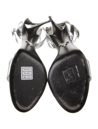 Prada Enameled Metal Triangle Patent Leather Sandals