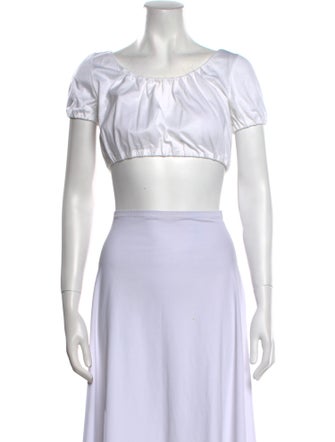 Prada 2019 Bateau Neckline Crop Top