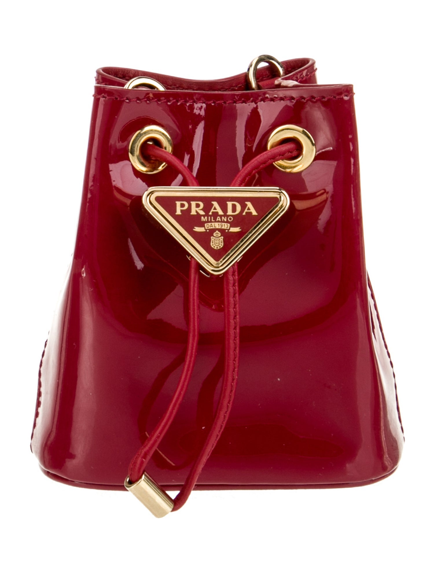 Prada Enameled Metal Triangle Bucket Bag