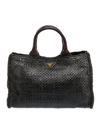 Prada Madras Leather Tote