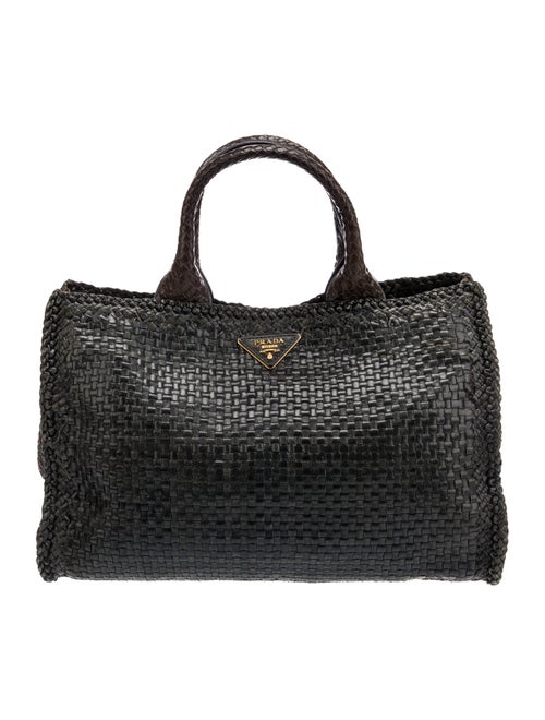 Prada Madras Leather Tote
