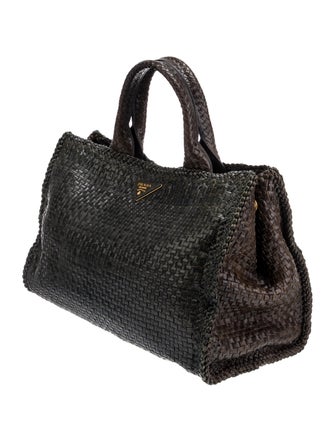 Prada Madras Leather Tote