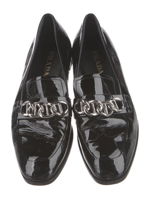 Prada Patent Leather Chain-Link Accents Loafers