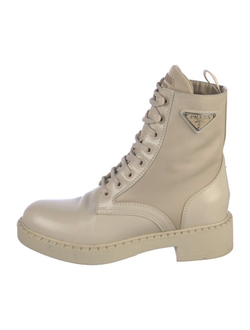 Prada Leather Studded Accents Combat Boots