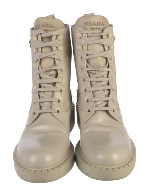 Prada Leather Studded Accents Combat Boots