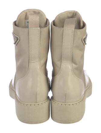 Prada Leather Studded Accents Combat Boots