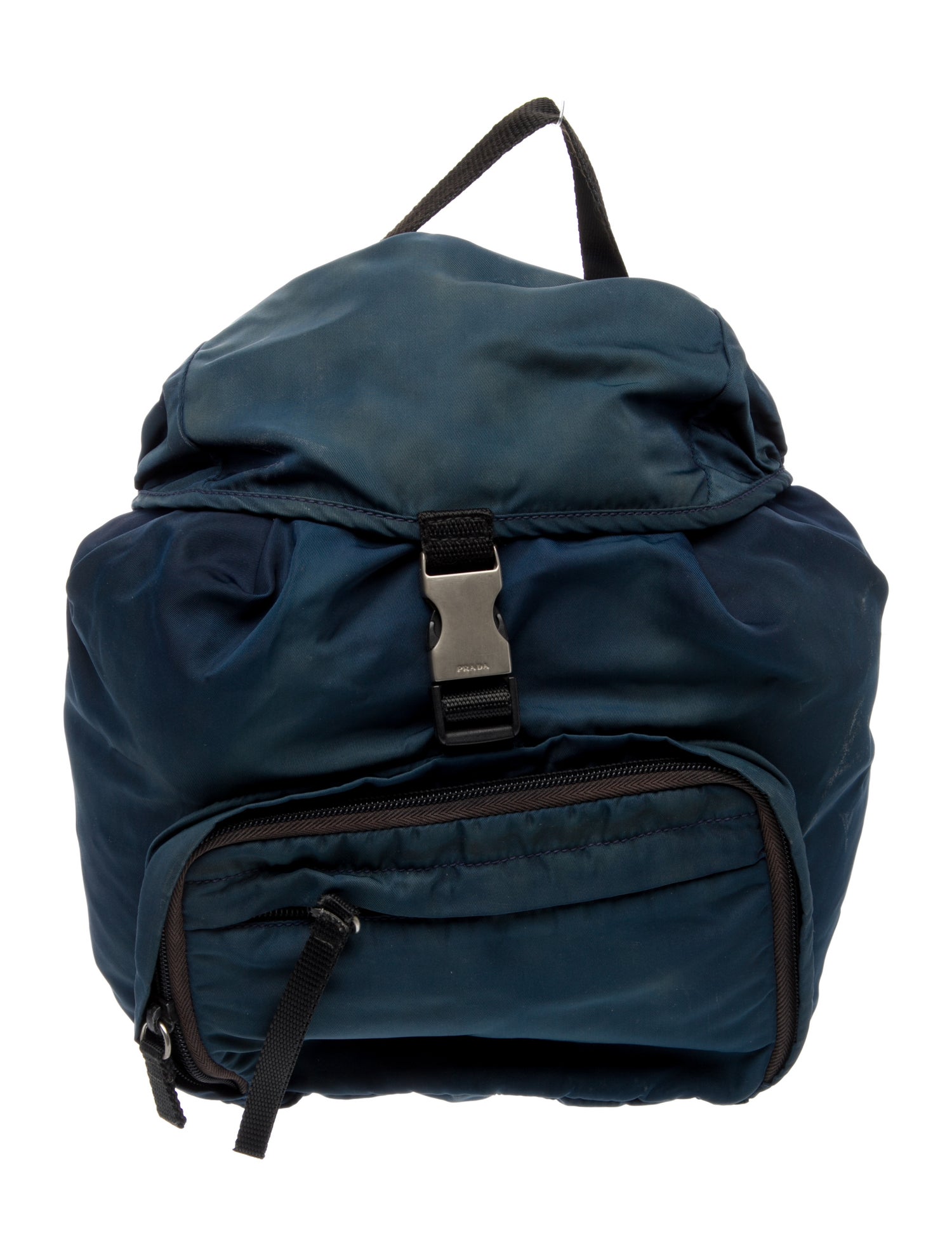 Prada Enameled Metal Triangle Backpack