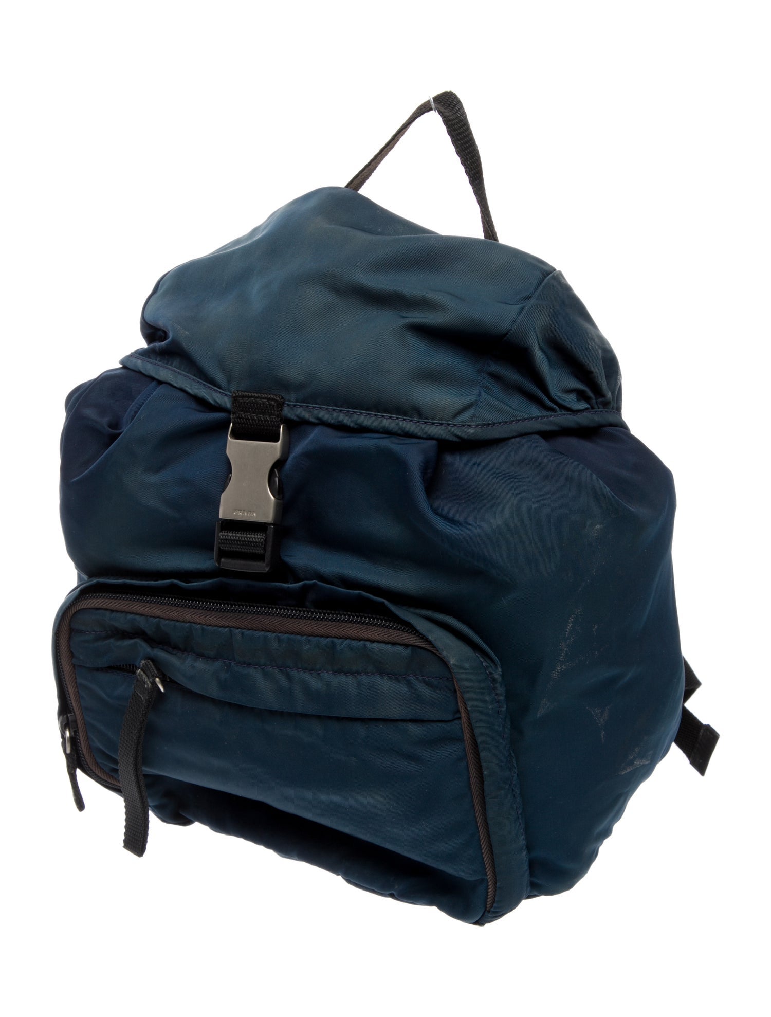 Prada Enameled Metal Triangle Backpack