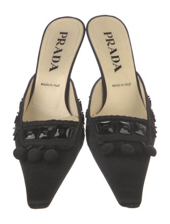 Prada Satin Studded Accents Mules