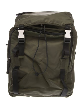 Prada Enameled Metal Triangle Backpack