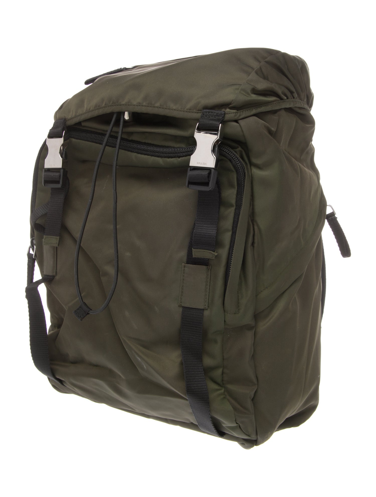 Prada Enameled Metal Triangle Backpack