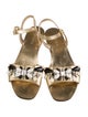 Prada Leather Crystal Embellishments Slingback Sandals