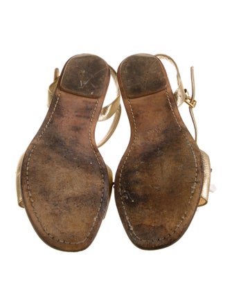 Prada Leather Crystal Embellishments Slingback Sandals