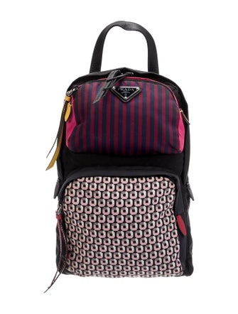 Prada Enameled Metal Triangle Backpack