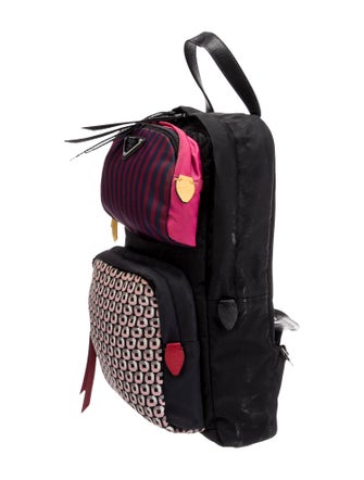Prada Enameled Metal Triangle Backpack