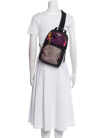 Prada Enameled Metal Triangle Backpack