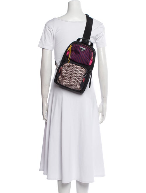 Prada Enameled Metal Triangle Backpack