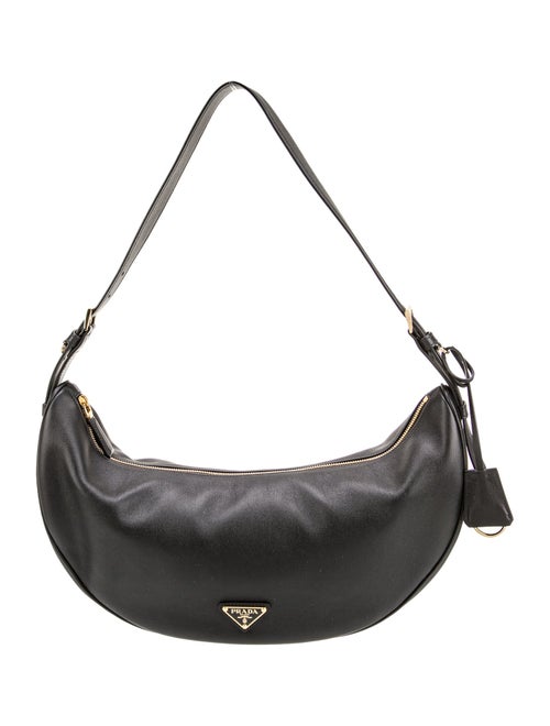 Prada Enameled Metal Triangle Demi-Lune Large