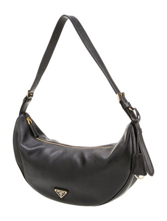 Prada Enameled Metal Triangle Demi-Lune Large