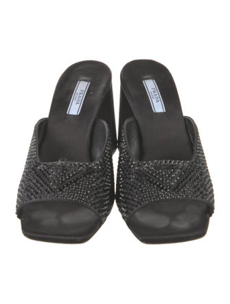 Prada Satin Crystal Embellishments Slides