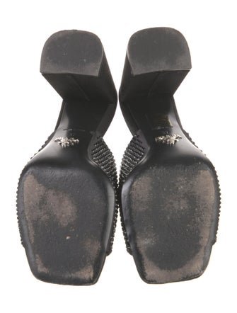 Prada Satin Crystal Embellishments Slides