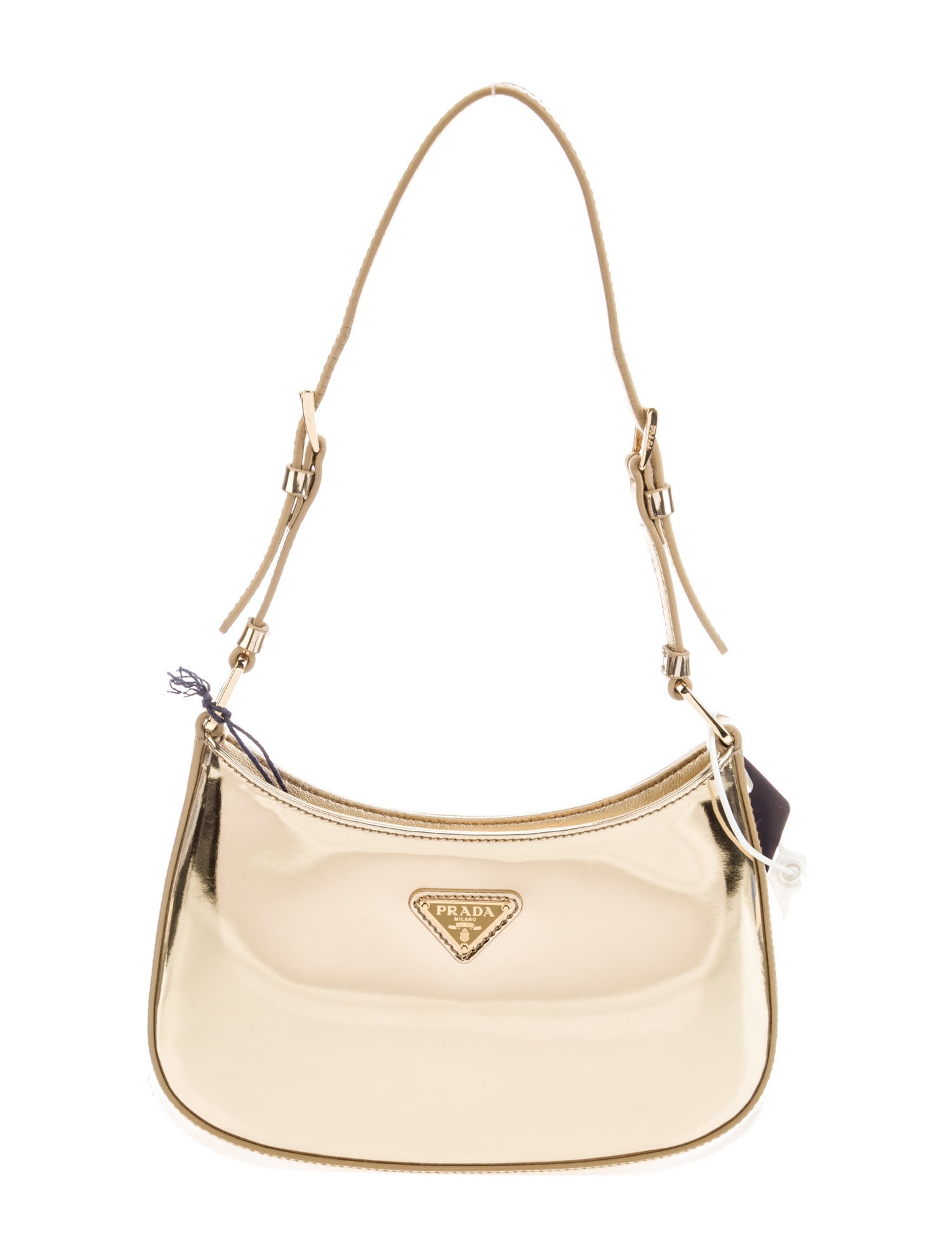 Prada Enameled Metal Triangle Cleo w/ Tags