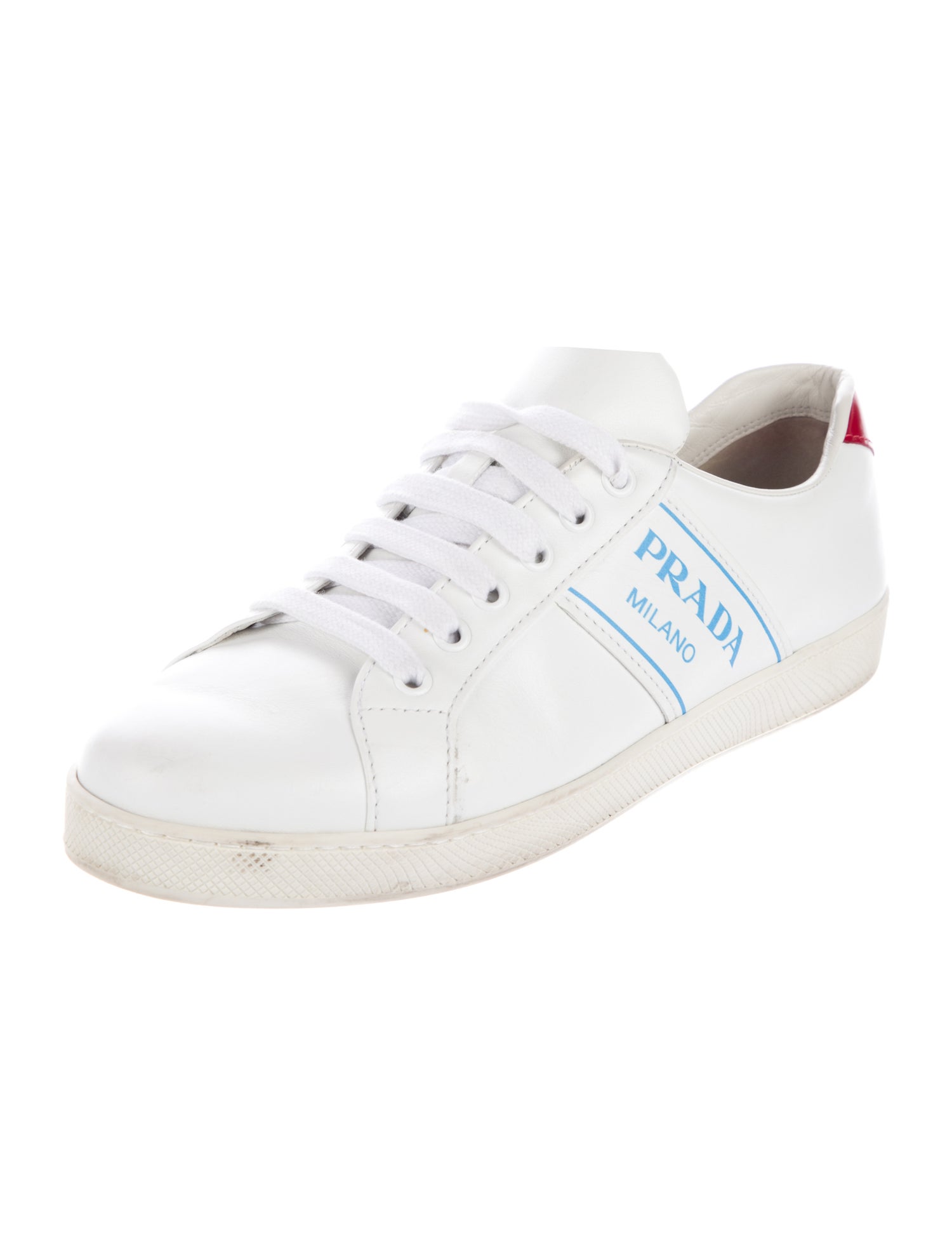Prada Leather Graphic Print Sneakers
