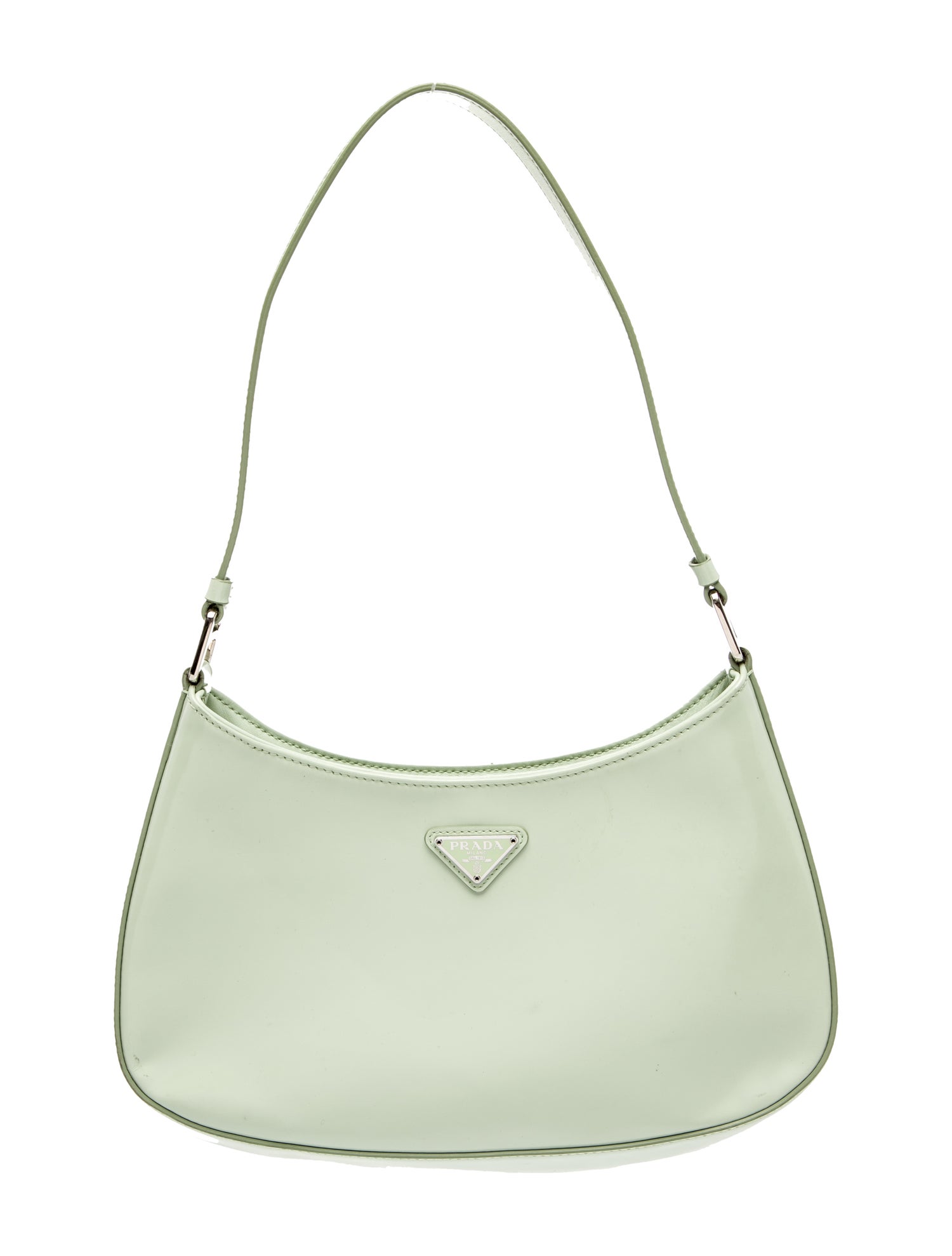Prada Enameled Metal Triangle Cleo